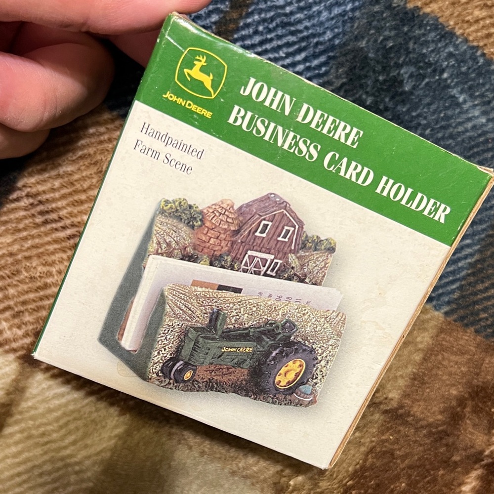 John Deere Green and Yellow Farm Scene Business Card Holder